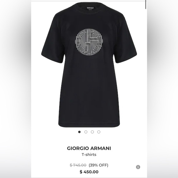FINAL SALE Giorgio Armani Black & White Graphic Logo Cotton T-Shirt Women’s 4 - Picture 3 of 10